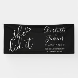 Banderoles Black Elle L'A Fait Script Coeur Graduation Party
