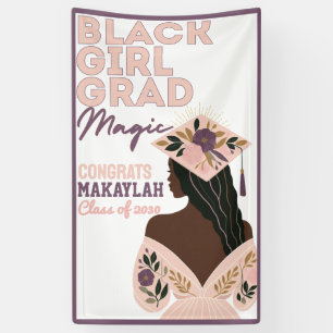 Banderoles Black Girl Grad Magic Floral Graduation