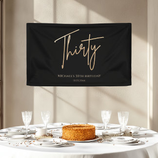 Banderoles Black & Gold 30th Birthday Party Welcome Banner