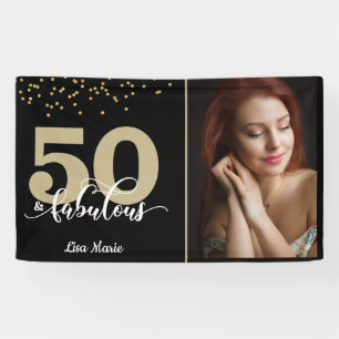 Banderoles Black Gold 50 et Fabulous Birthday Photo Banner