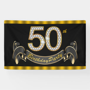 Banderoles Black Gold 50th Birthday Party