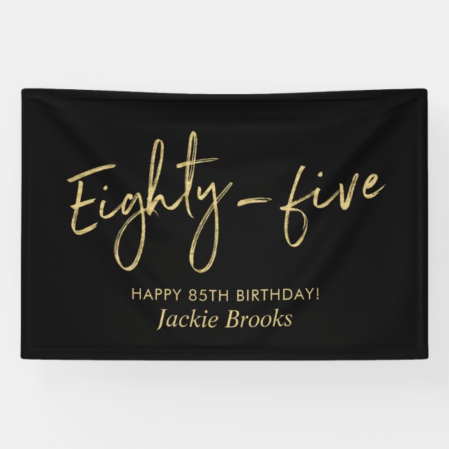 Banderoles Black & Gold 85th Birthday Party Welcome Banner (Horizontal)
