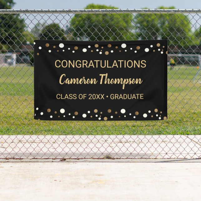 Banderoles Black Gold Custom Félicitations Graduation (En situation)