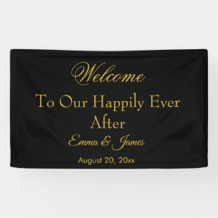 Banderoles Black & Gold Elegant Happy Jamais Après Mariage 