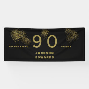 Banderoles Black & Gold Fireworks 90e Black Birthday Party