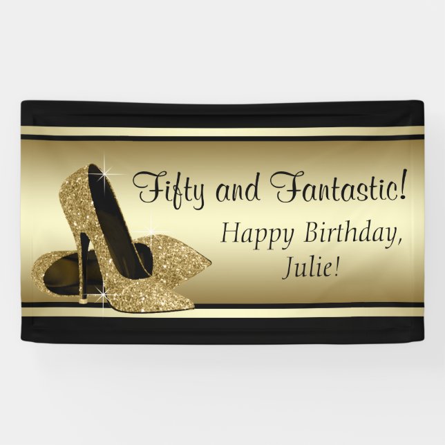 Banderoles Black Gold High talon chaussure fête d'anniversair (Horizontal)