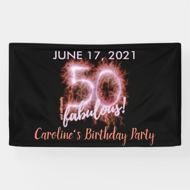 Banderoles Black Pink 50 et toujours Fabulous 50th Birthday P (Horizontal)