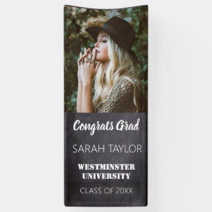 Banderoles Black Rustic Chalkboard Graduation Photo personnal