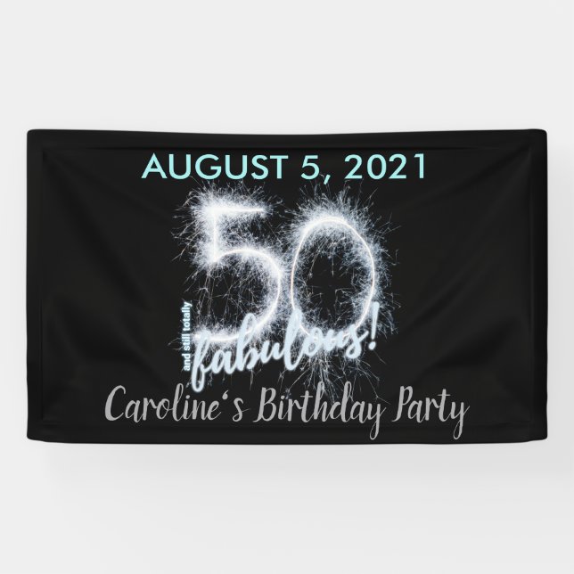 Banderoles Black Silver 50 et toujours Fabuleux 50e anniversa (Horizontal)