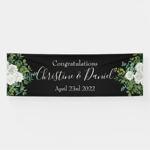 Banderoles Black & White Peony & Rose Floral Mariage