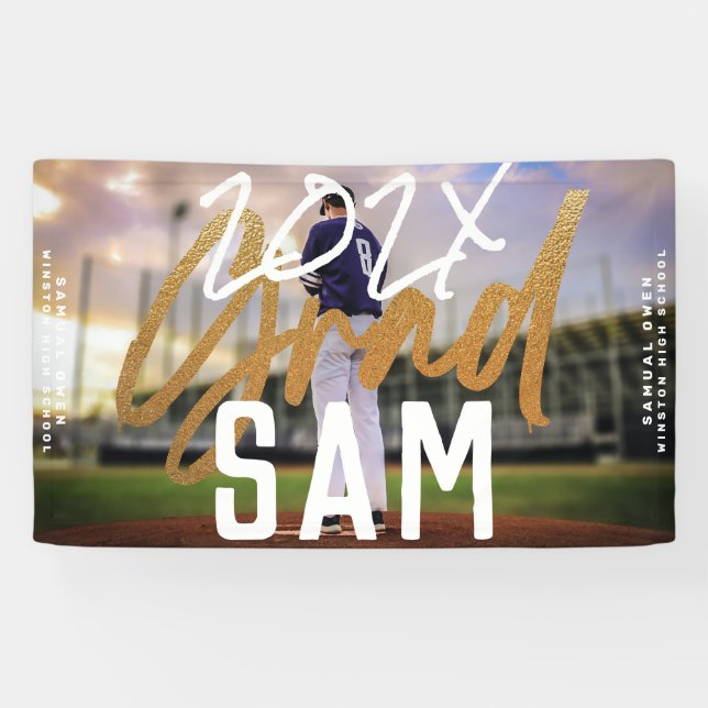 Banderoles Black Yellow Gold Foil Grad Année personnalisée LI (Horizontal)