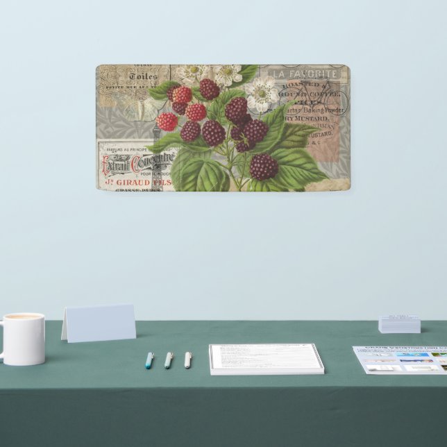 Banderoles Blackberries Floral Garden Flower Papillon Art (Salon professionnel)