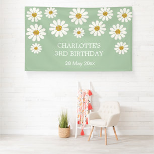 Banderoles Blanc Retro Moderne Fleur de marguerite Personnali