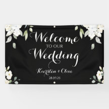 Blanc Sur Flore Noire Bienvenue À Notre Mariage