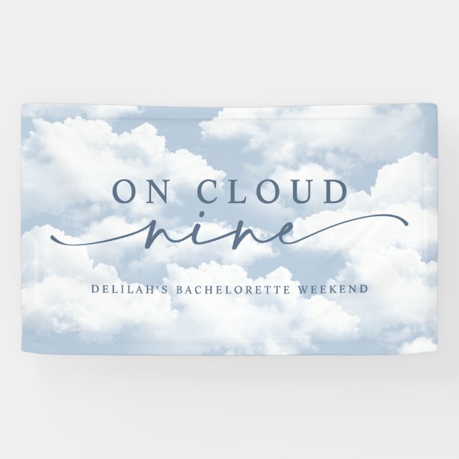 Banderoles Bleu clair "Sur un petit nuage" Week-end d'enterre (Horizontal)