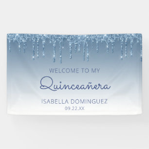 Banderoles Bleu de verre Parties scintillant goutte Quinceañe