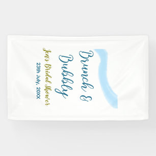 Banderoles Bleu doré aquarelle pétillant et déjeuner de maria