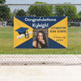 Banderoles Bleu et or Vinyl Graduation Photo
