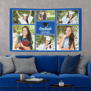 Banderoles Bleu Graduate Photo Collage 2025 Graduation Party