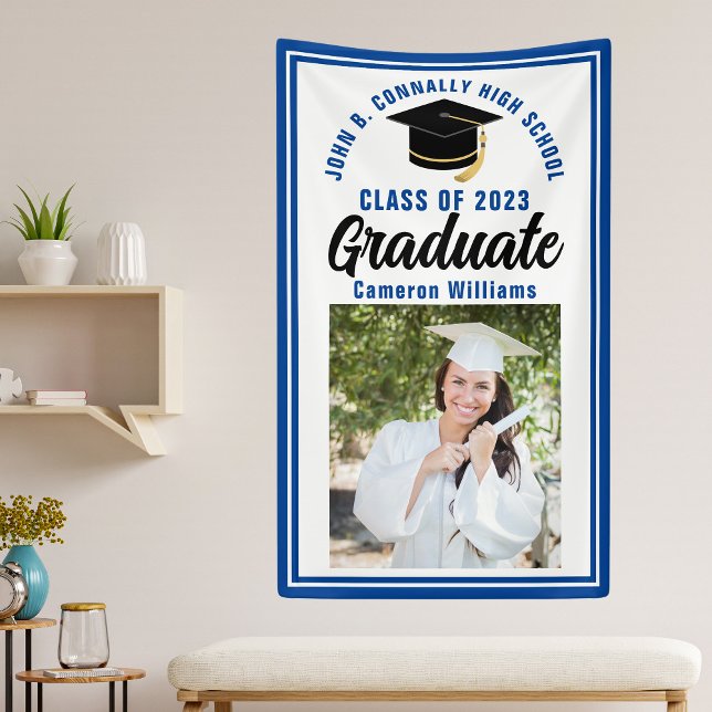 Banderoles Bleu Graduate Photo personnalisée Jote Graduate Pa (Créateur téléchargé)
