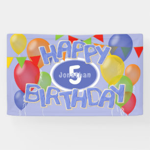 Banderoles bleu heureux anniversaire découper les ballons bis