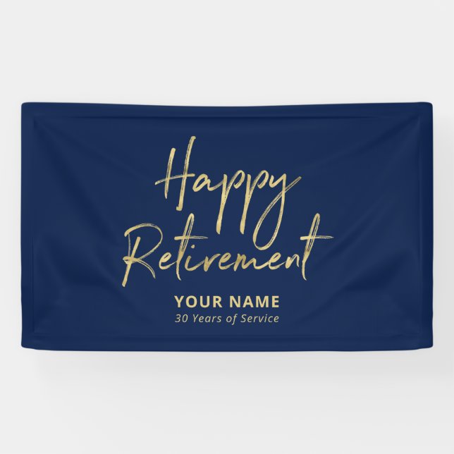 Banderoles Bleu Marine & Gold Joyeux Parti de retraite (Horizontal)