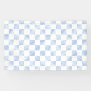 Banderoles Bleu moderne touches À damiers Motif blanc