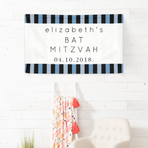 Banderoles Bleu, Motif rayé, Lignes, Bat mitzvah