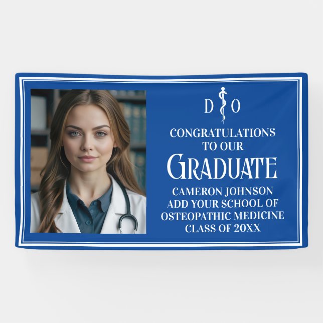 Banderoles Bleu Ostéopathique Médicale School Graduation Phot (Horizontal)