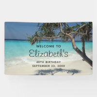 Bleu Tropical Beach Scène Photo Anniversaire