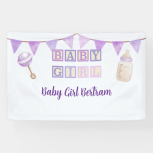 Banderoles Blocs Bébé Fille, Baby Shower Aquarelle Violette