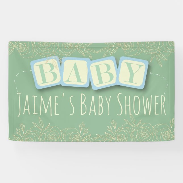 Banderoles Blocs bébé mignons Baby shower garçon (Horizontal)