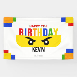 Banderoles Blocs de Construction Ninja Joyeux Anniversaire
