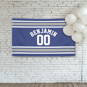 Banderoles Blue and Silver Sports Jersey Nom personnalisé Num