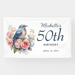 Banderoles Blue Bird Rose Floral 50e anniversaire