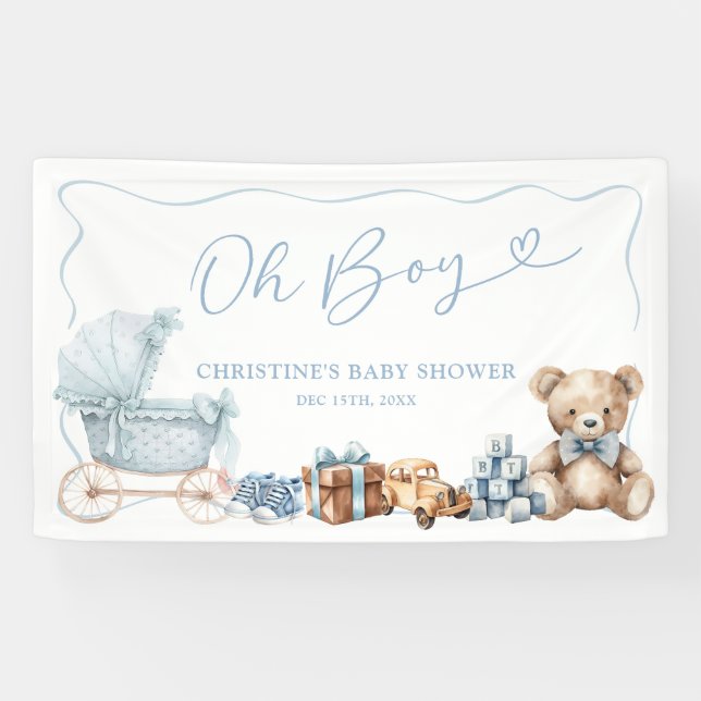 Banderoles Blue Coquette Carriage Baby Shower Large Banner (Horizontal)