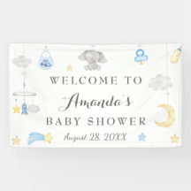 Blue Elephant Boy Stuff Baby shower fond