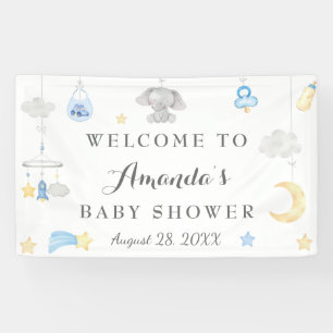 Banderoles Blue Elephant Boy Stuff Baby shower fond