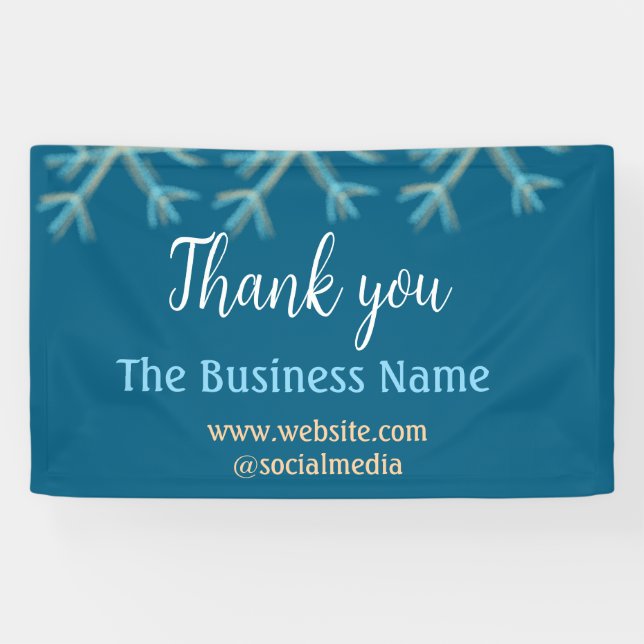 Banderoles Blue orange snowflakes ajouter nom commercial noël (Horizontal)