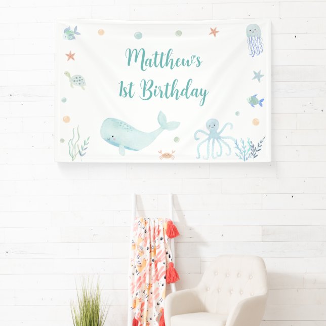 Banderoles Blue Pastel Under the Sea Anniversaire (Insitu)