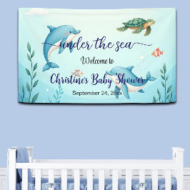 Banderoles Blue Under the Sea Baby shower Bienvenue