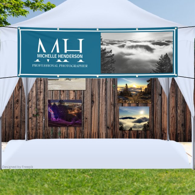 Banderoles Blue & White Monogrammed Logo 1 Image Promotional (Créateur téléchargé)