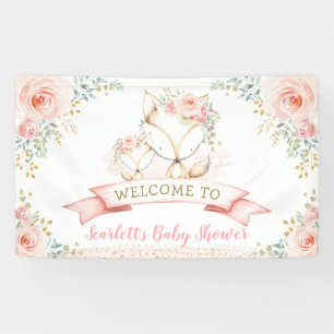Banderoles Blush Gold Floral Fox Woodland Baby shower Bienven