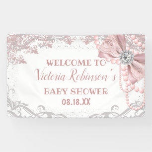 Banderoles Blush Rose Diamant Perle Élégant Baby Shower Fémin