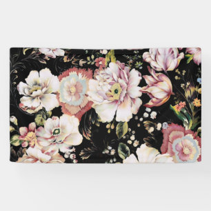Banderoles bohème chic rose pâle fleurs sombres floral