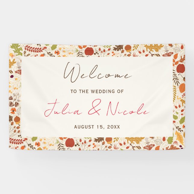Banderoles Bohème séché Rustique Floral Automne Falls Mariage (Horizontal)