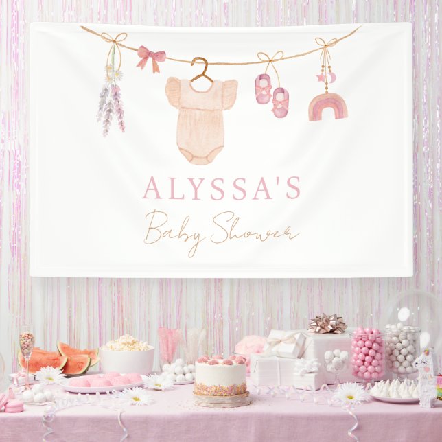 Banderoles Boho Blush rose Vêtements de bébé Baby shower fill (Fête)