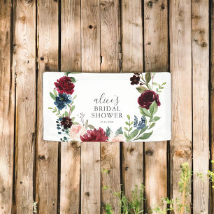 Banderoles Boho Burgundy Blue Floral Fête des mariées Bannièr