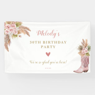 Banderoles Boho Cowgirl Boot Pampas Grass Roses