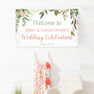 Banderoles Boho Creme Rose Accueil de mariage